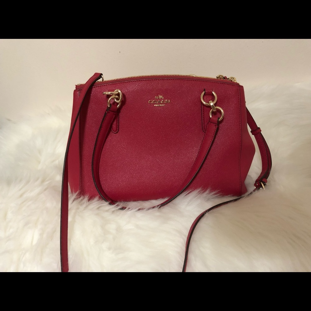 Coach red bag, coach crossbody